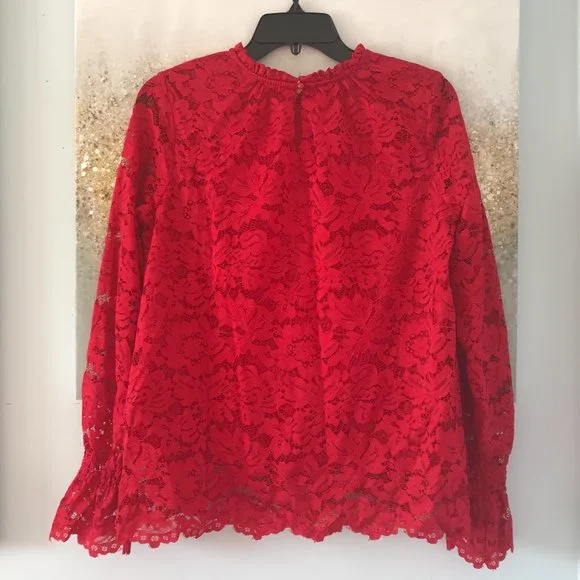 Zac & Rachel Red Lacy Blouse (NWT) - Picture 2 of 10